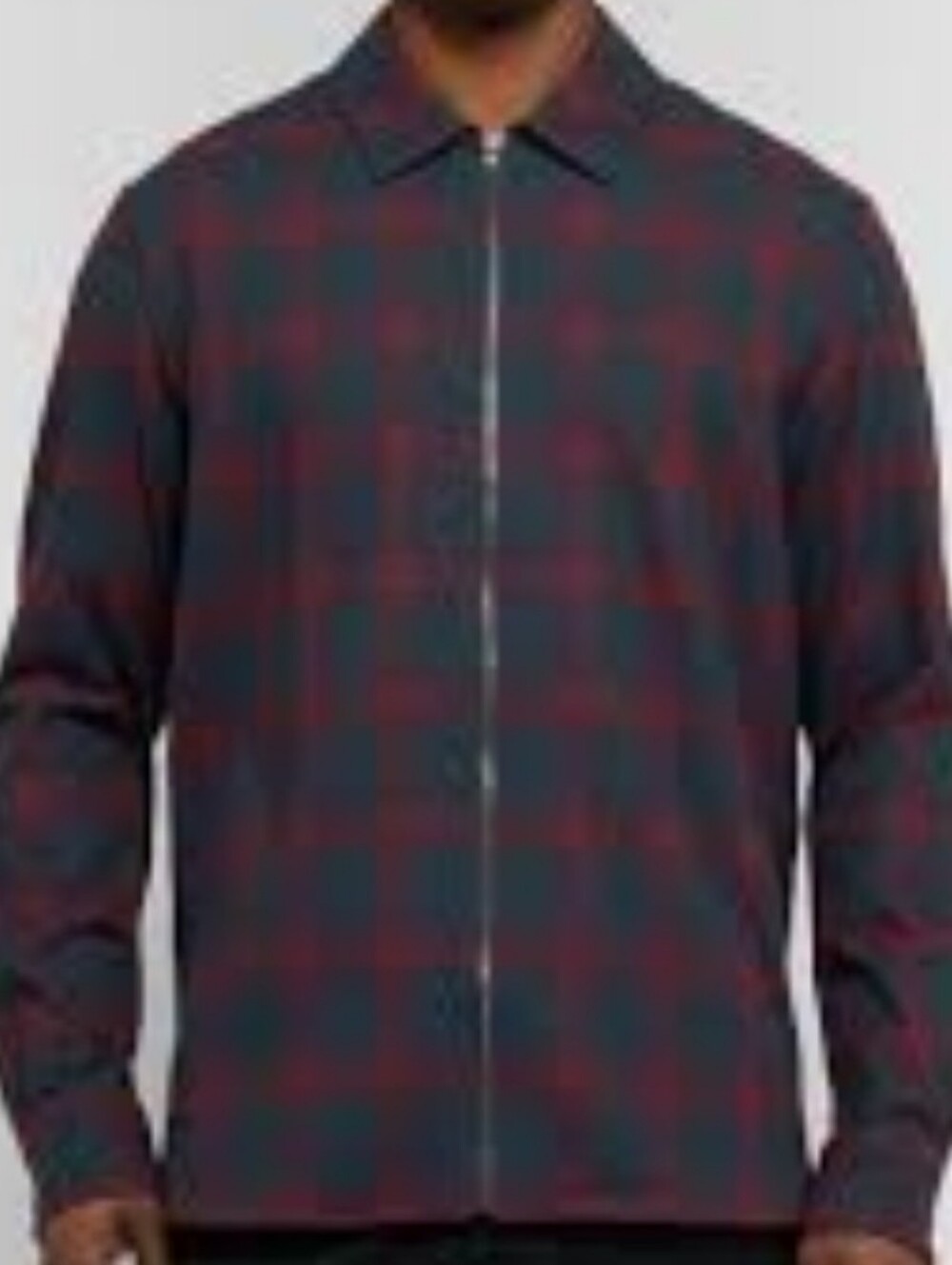 Club Monaco Checked Plaid Cotton Flannel Full Zipper Closure Jacket